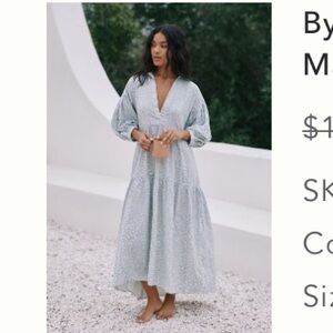 NWT By Anthropologie Printed Tiered Maxi Shirt Dress, size S